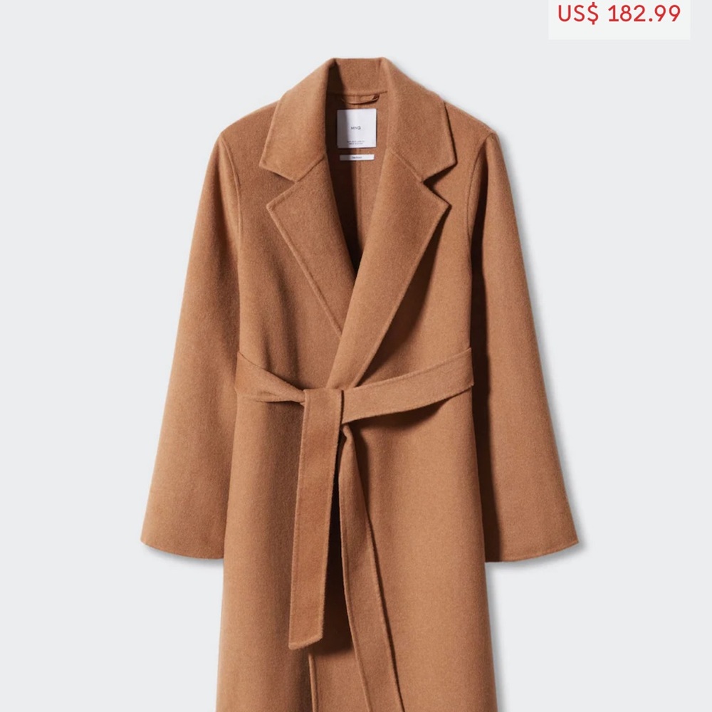 Mango Handmade Belt Coat L